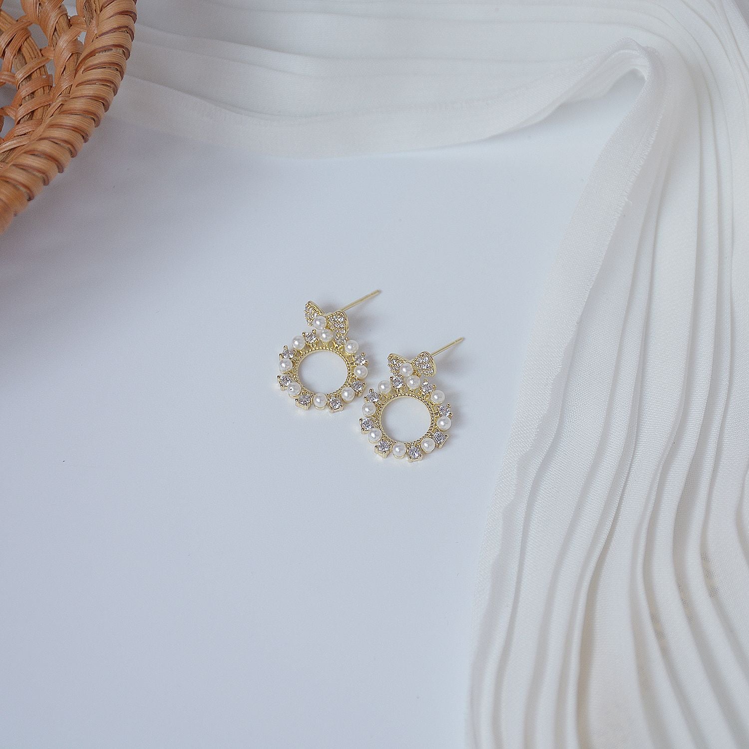 14K Gold Plated  Pearl Earrings