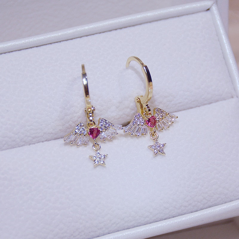 14K Gold Plated Angel's Wing Earrings