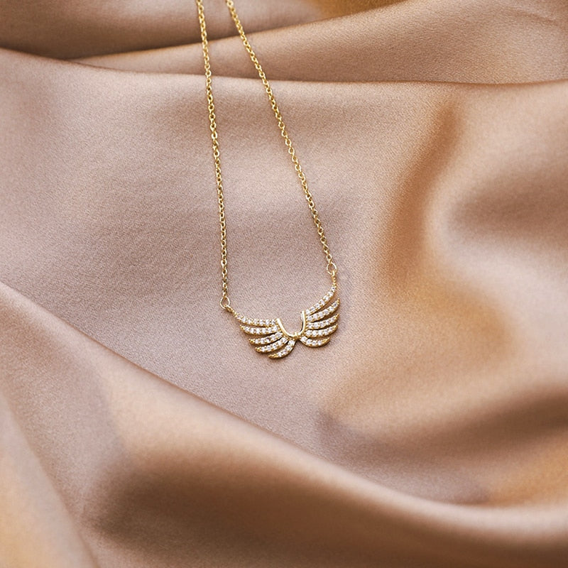 14K Real Gold Wings Necklace