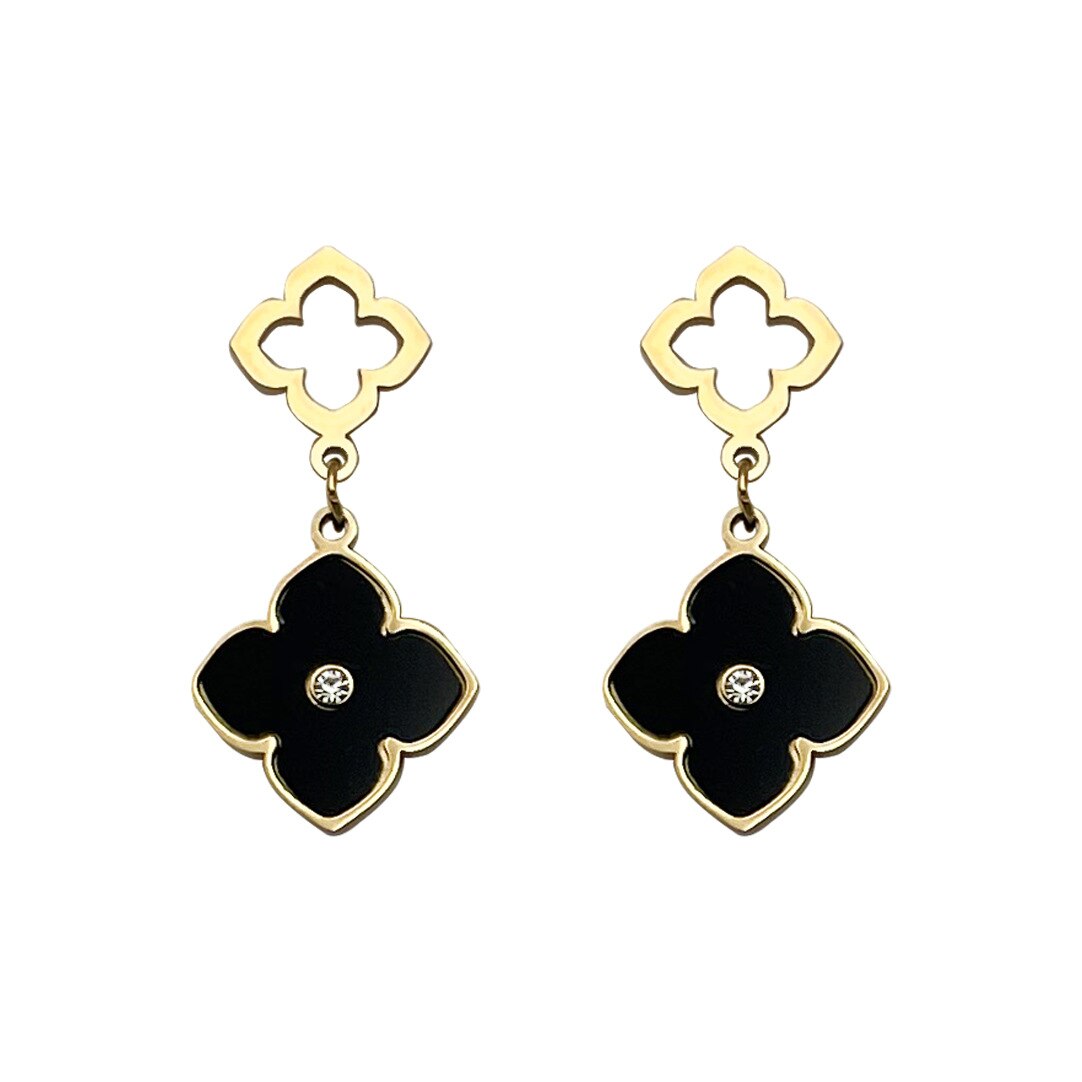 14K Gold Simple Clover Earrings