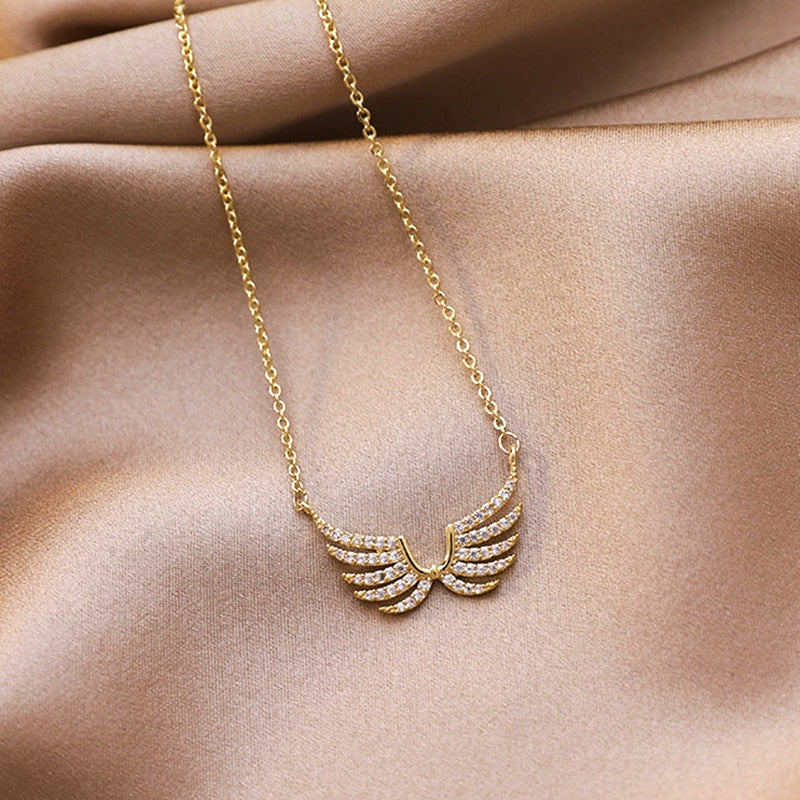 14K Real Gold Wings Necklace