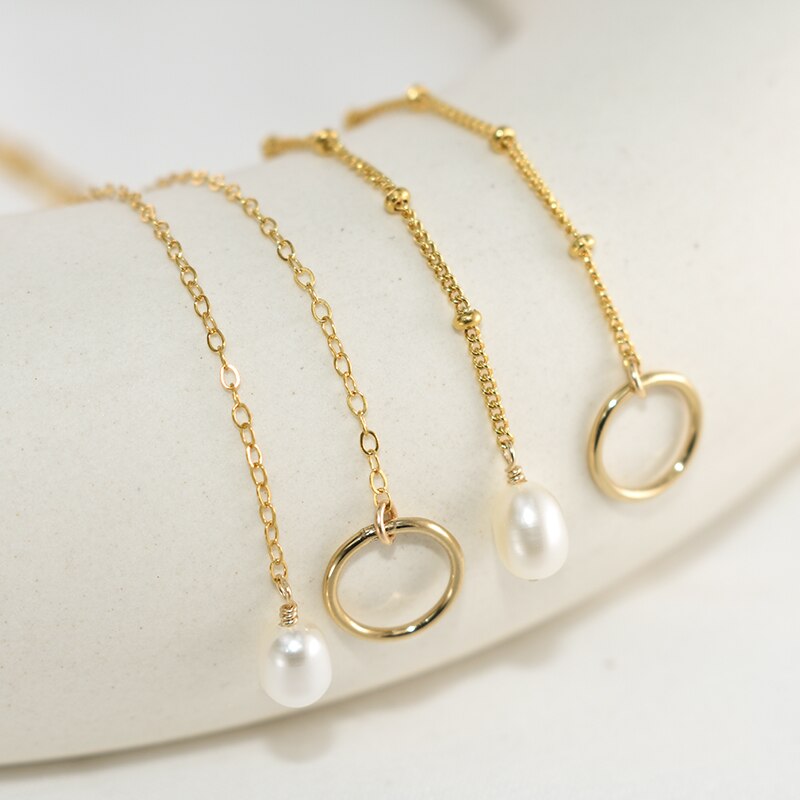 14K Gold Natural Pearl Necklace