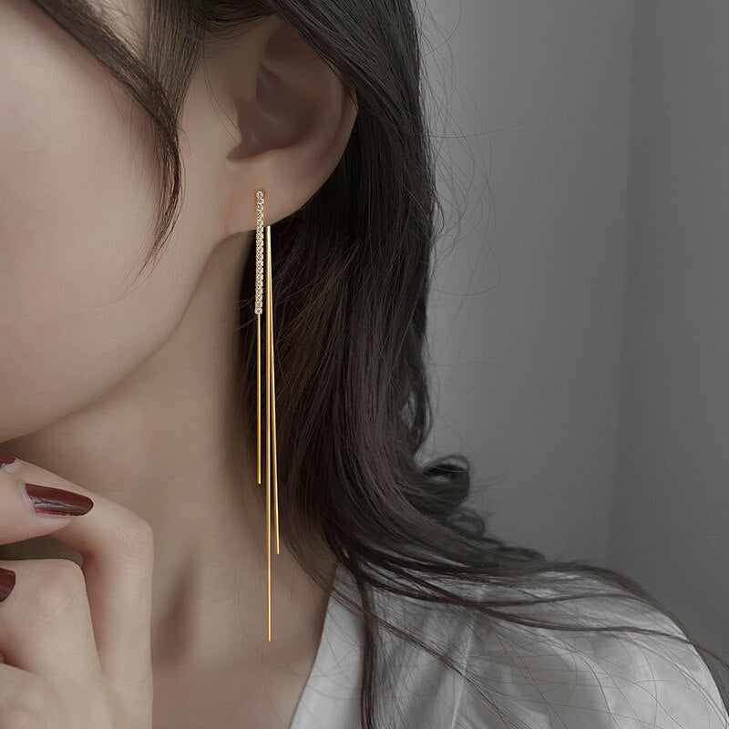 14K Gold Long Earring