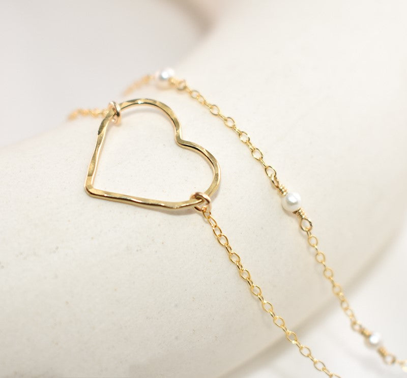 14K Gold Heart Charms Bracelets