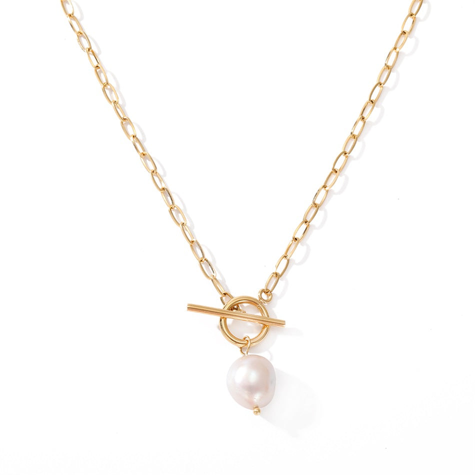 14K Pearl Toggle Necklace