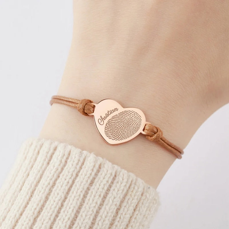 Customize Real Fingerprint Bracelets For Her Souvenirs Fingerprint Jewelry Fingerprint Heart Pendant Souvenir Best Holiday Gifts